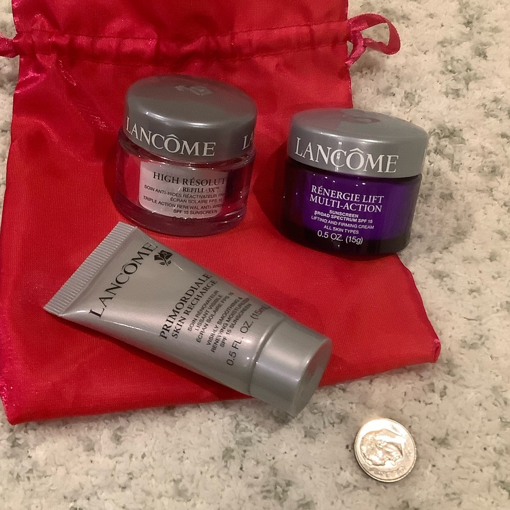Lancôme Skincare Sample Bundle with Red Satin Pouch NWOT - Picture 13 of 15
